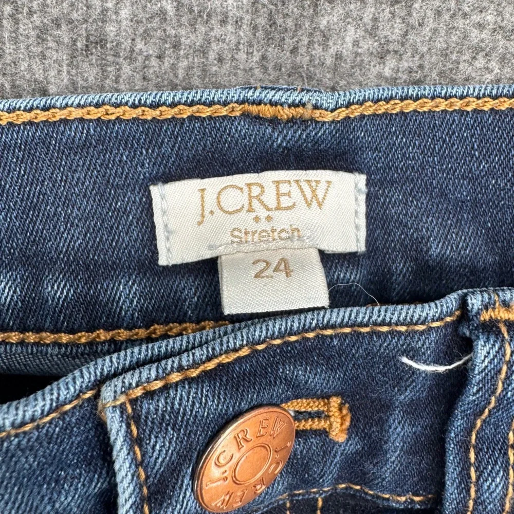 JCrew Stretch Skinny Jeans Womens 24 Dark Wash Blue Denim Mid Rise Ankle fall